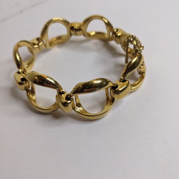 Vintage Roget 10KT Gold-Plated Link Bracelet 7.5” with Safety Chain - Picture 9 of 10